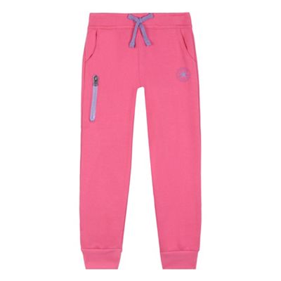 Girls' pink zip pocket jogging bottoms
